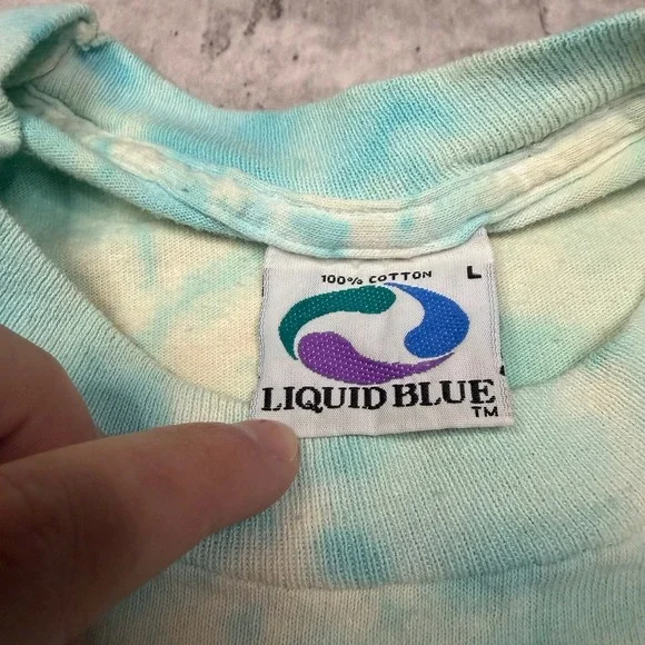 Vintage Liquid Blue Shirt Men's L Tie-Dye Coral Reef Fish AOP Graphic Tee 1992 - Picture 5 of 8